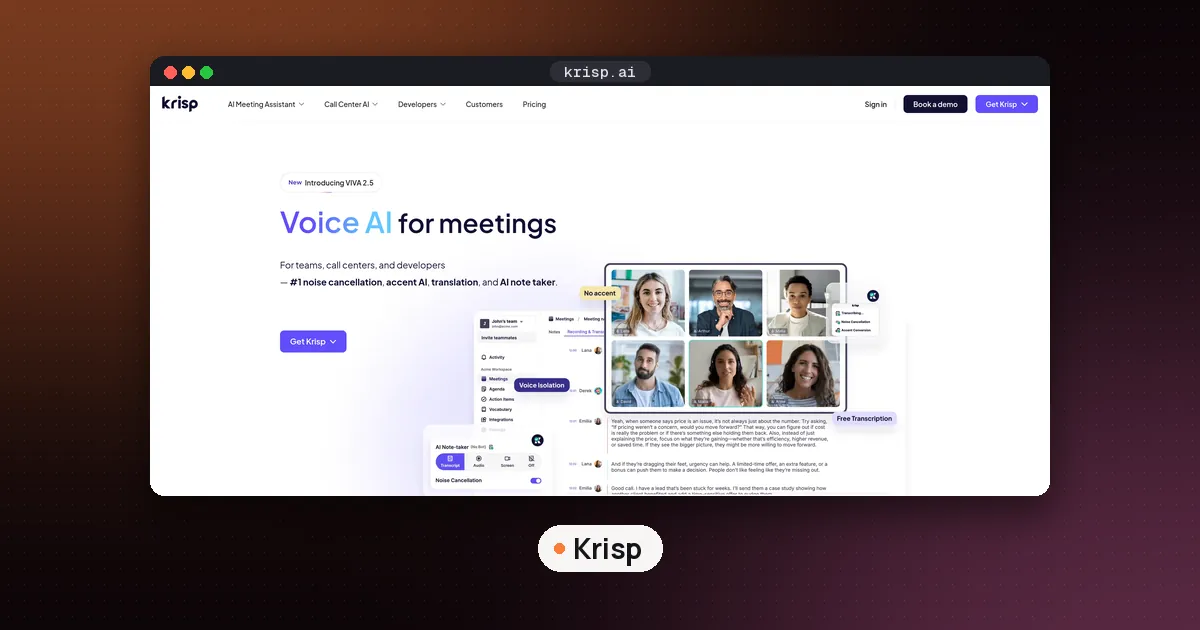 Screenshots of Krisp