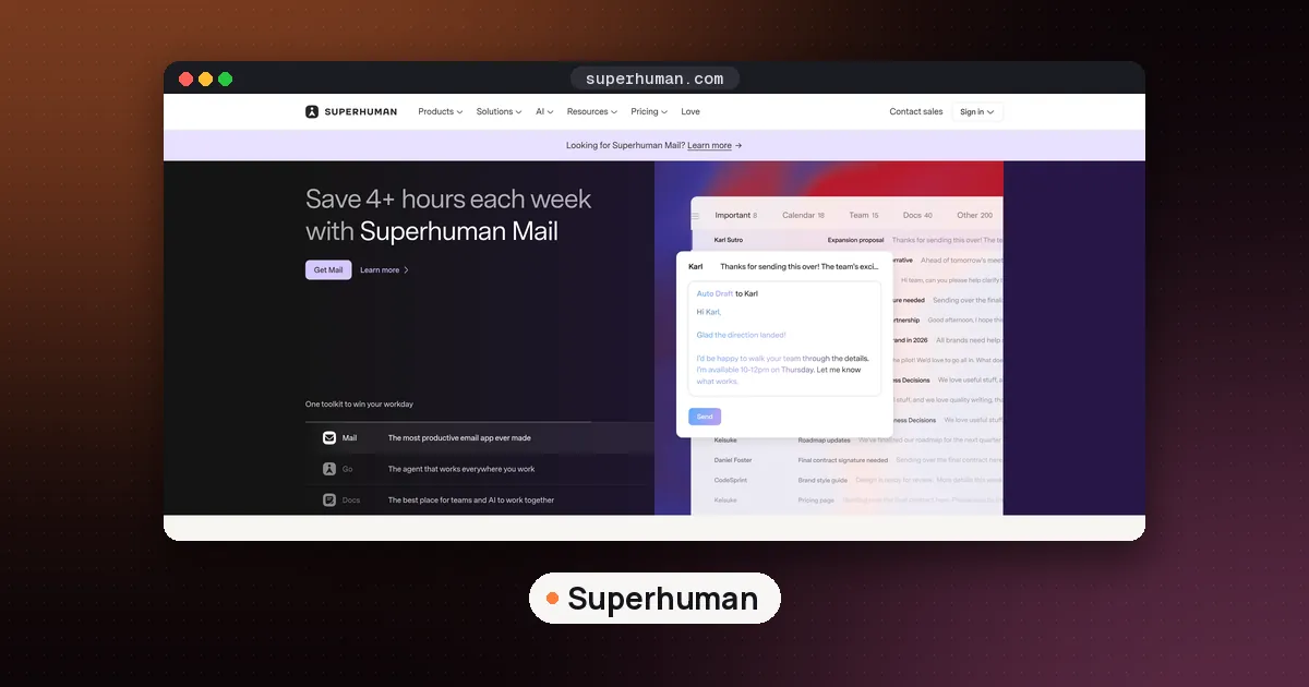 Screenshots of Superhuman